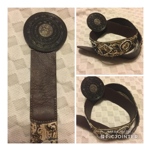 beaded leather belt